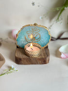 OM Tea Light Holder - Agate with Wood