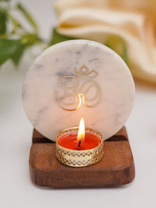 Tea Light Holder - Marble & Wood