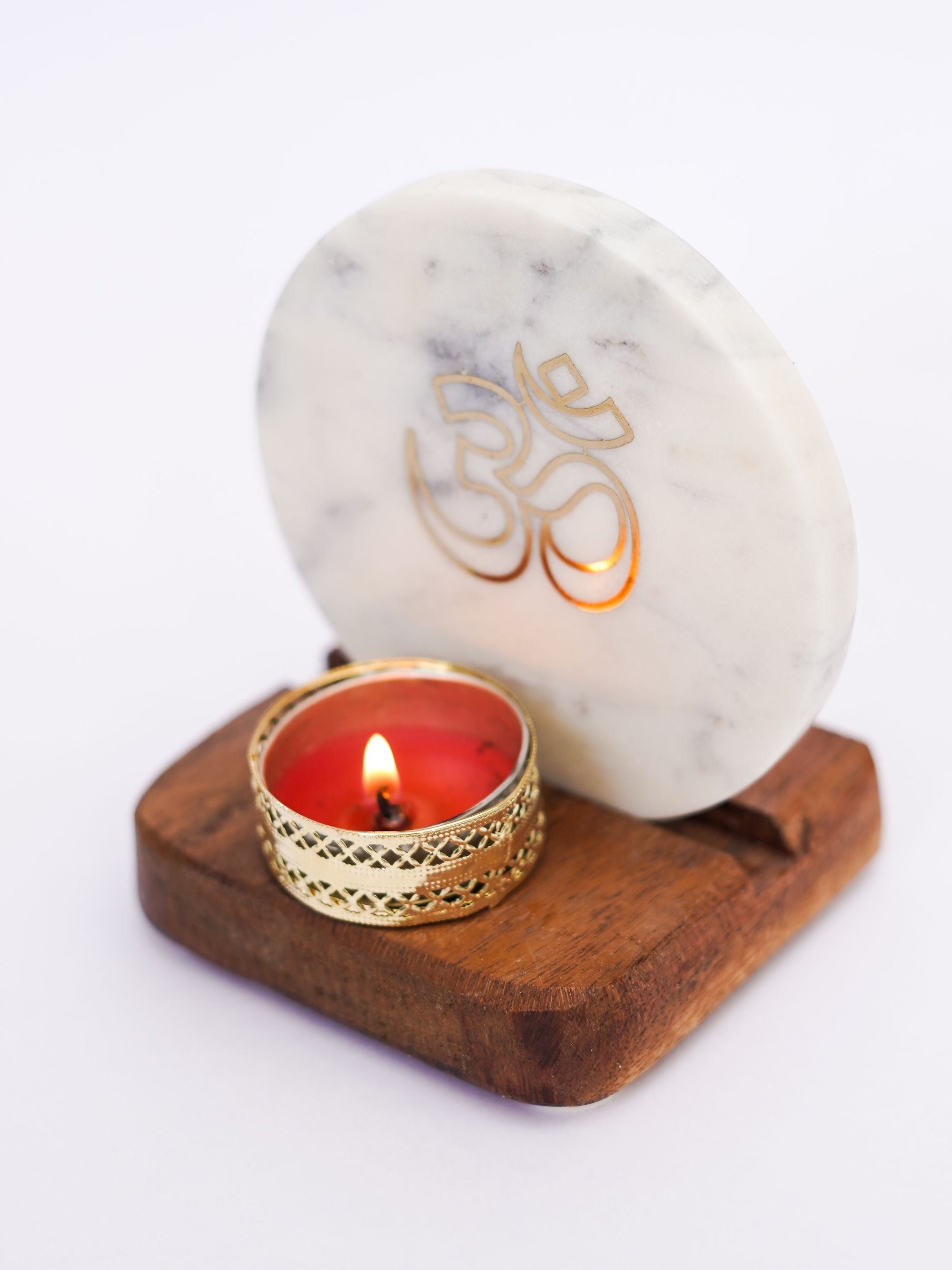 Tea Light Holder - Marble & Wood