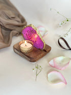 OM Tea Light Holder - Agate with Wood