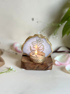 OM Tea Light Holder - Agate with Wood