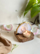 OM Tea Light Holder - Agate with Wood