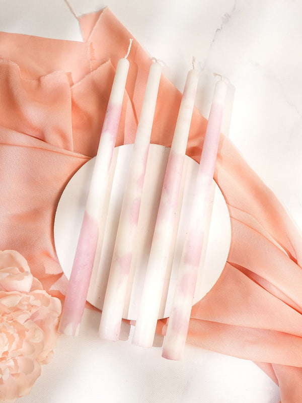 Ombre Pink Taper Candles Set of 4