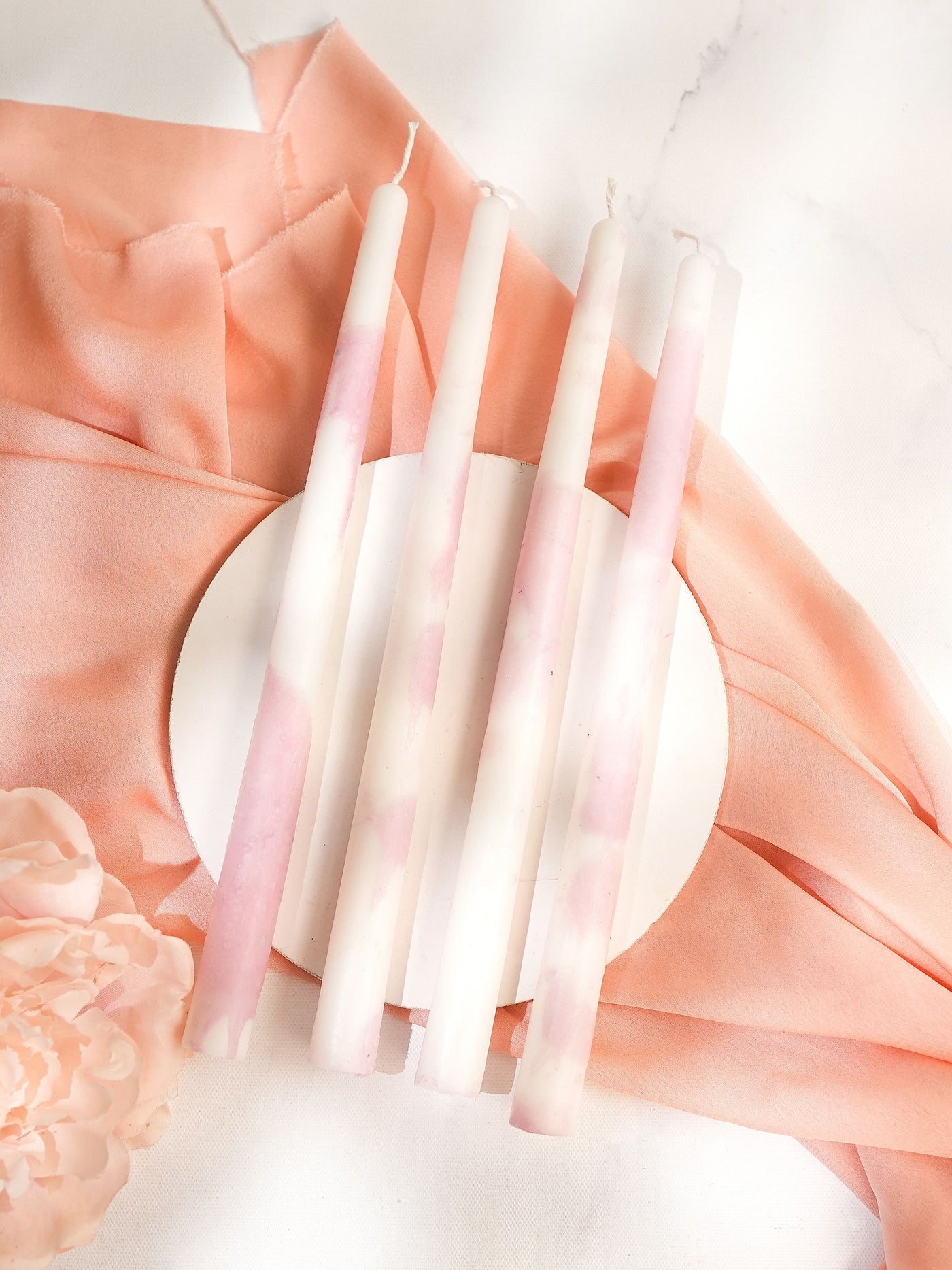 Ombre Pink Taper Candles Set of 4