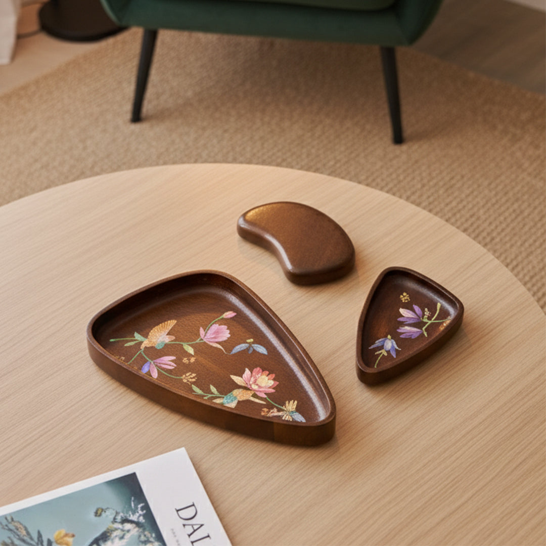 Onura – Set of 3 Hand-Painted (Food Safe) Wooden Platters