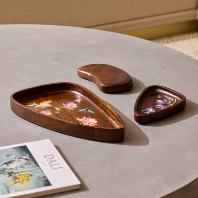 Onura – Set of 3 Hand-Painted (Food Safe) Wooden Platters