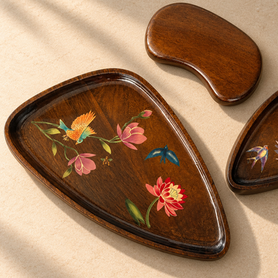 Onura – Set of 3 Hand-Painted (Food Safe) Wooden Platters