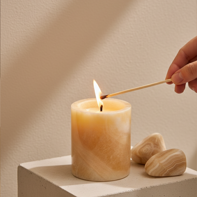 Limited Edition - Marbeoa - Handmade Onyx Stone Candle