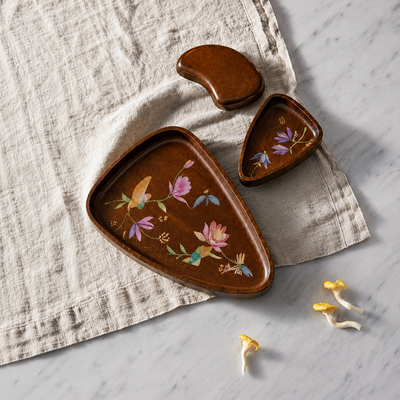 Onura – Set of 3 Hand-Painted (Food Safe) Wooden Platters