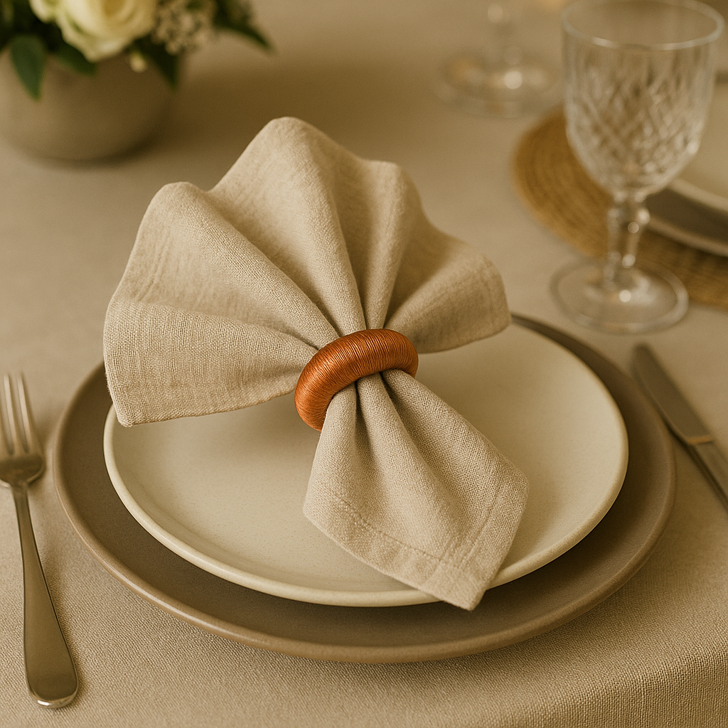 Burnt Orange Yarn Napkin Ring