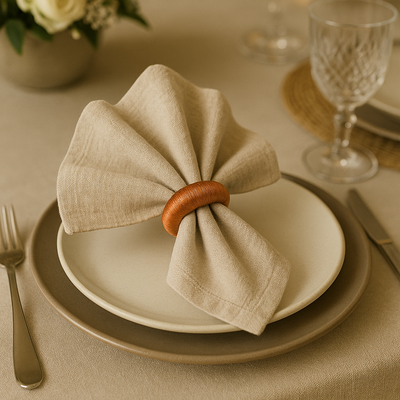 Burnt Orange Yarn Napkin Ring