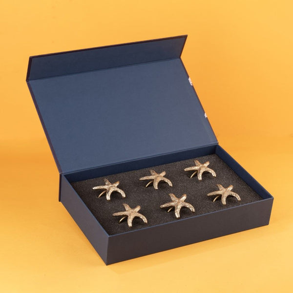 Starfish Brass Napkin Rings Gift Set