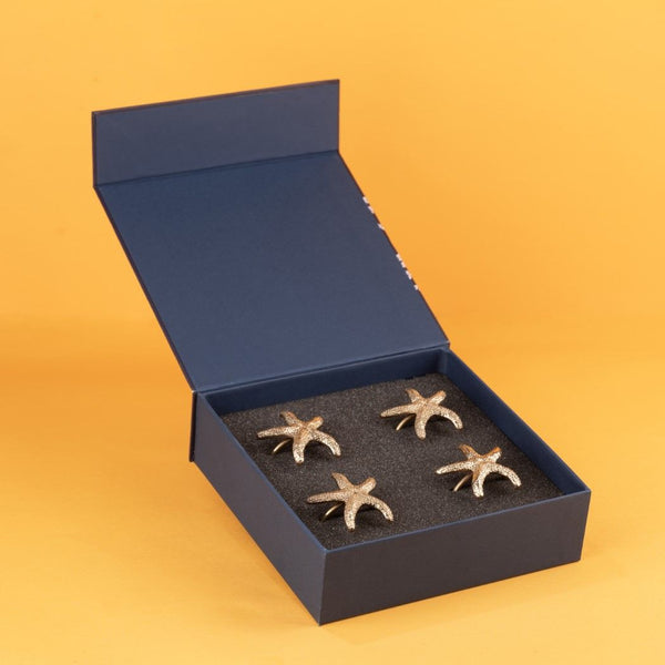 Starfish Brass Napkin Rings Gift Set