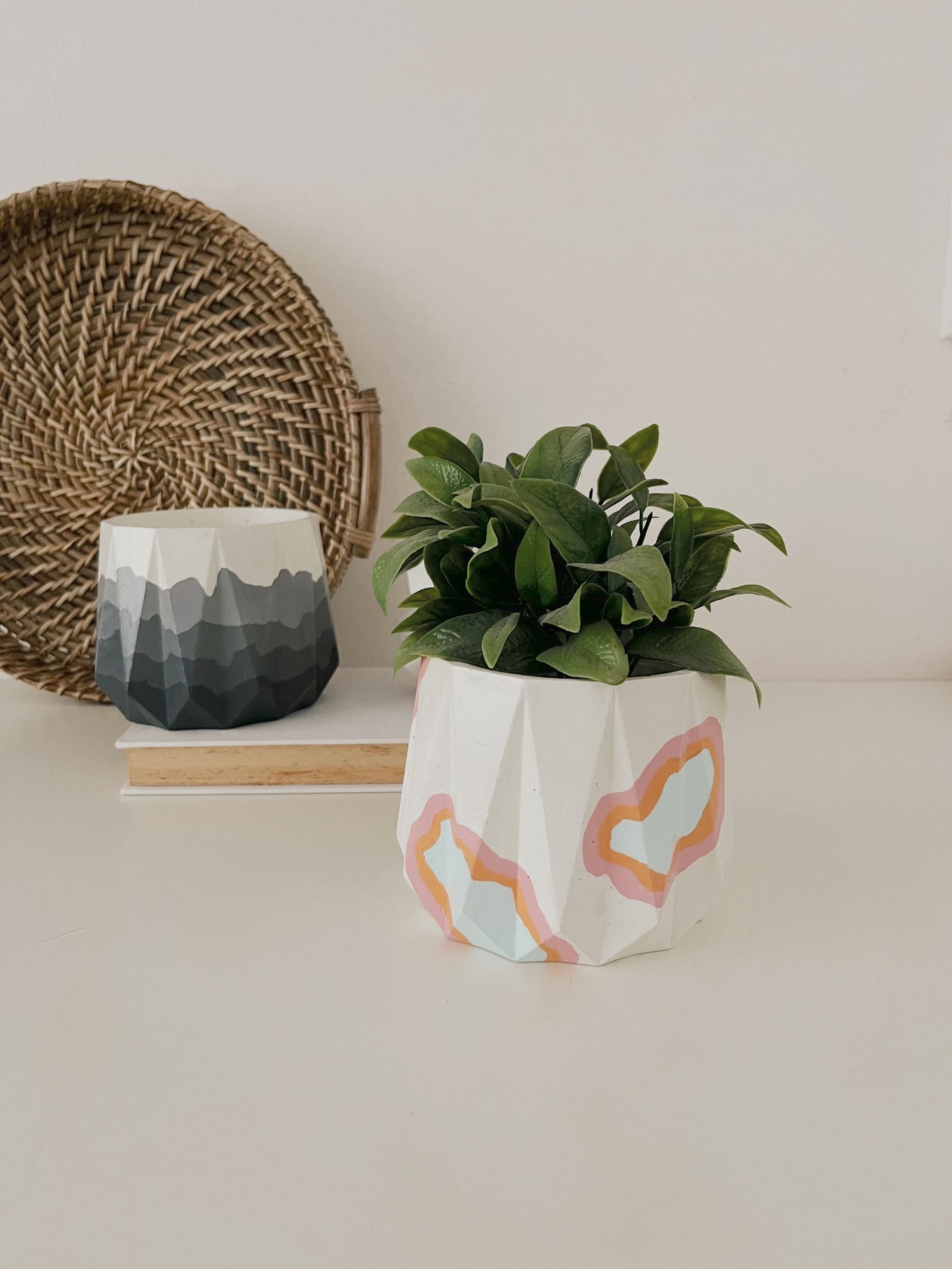 Painted Geometric Pot