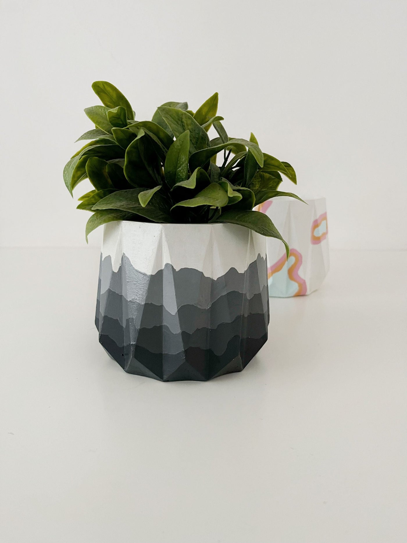 Painted Geometric Pot