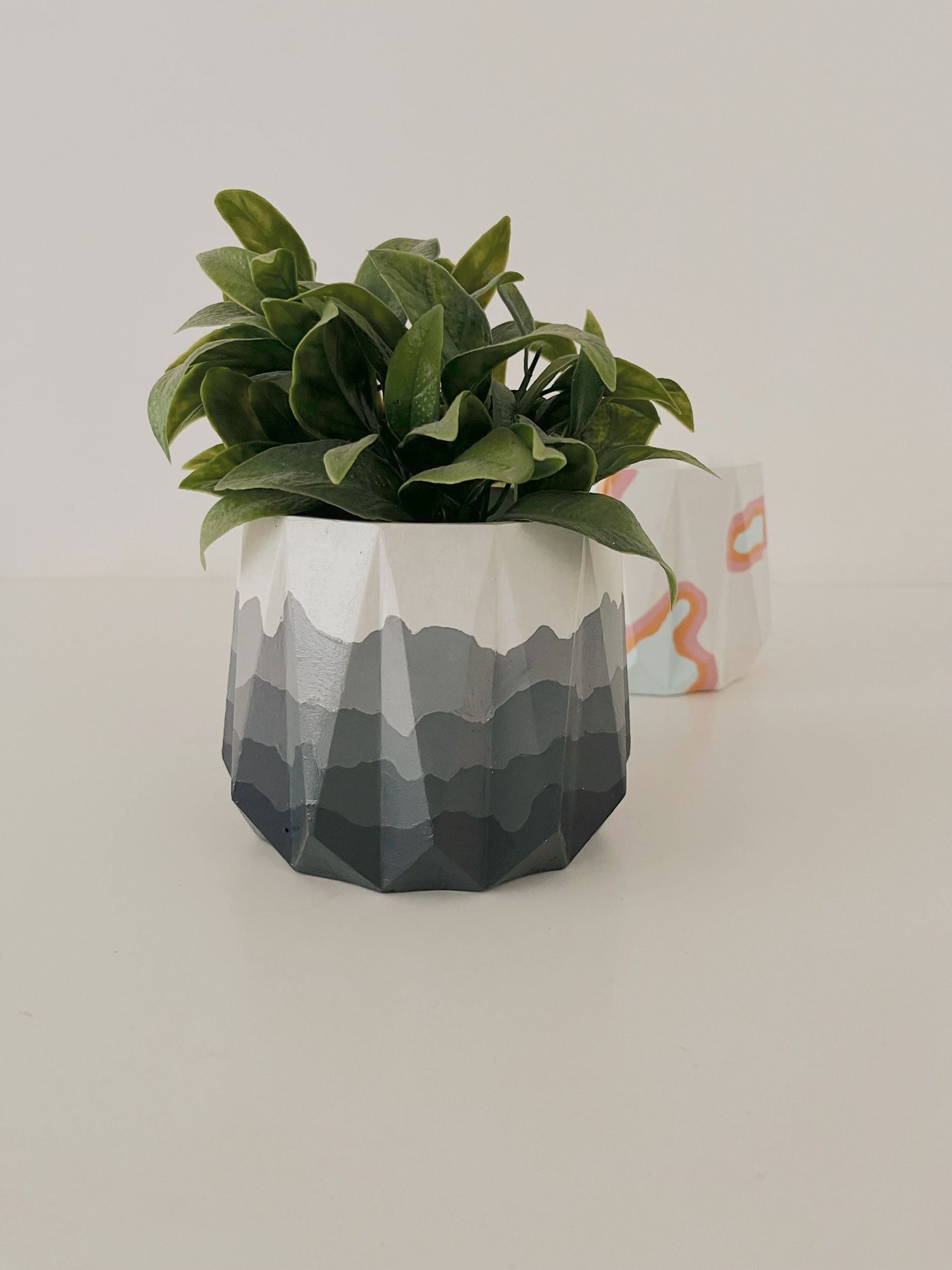 Painted Geometric Pot