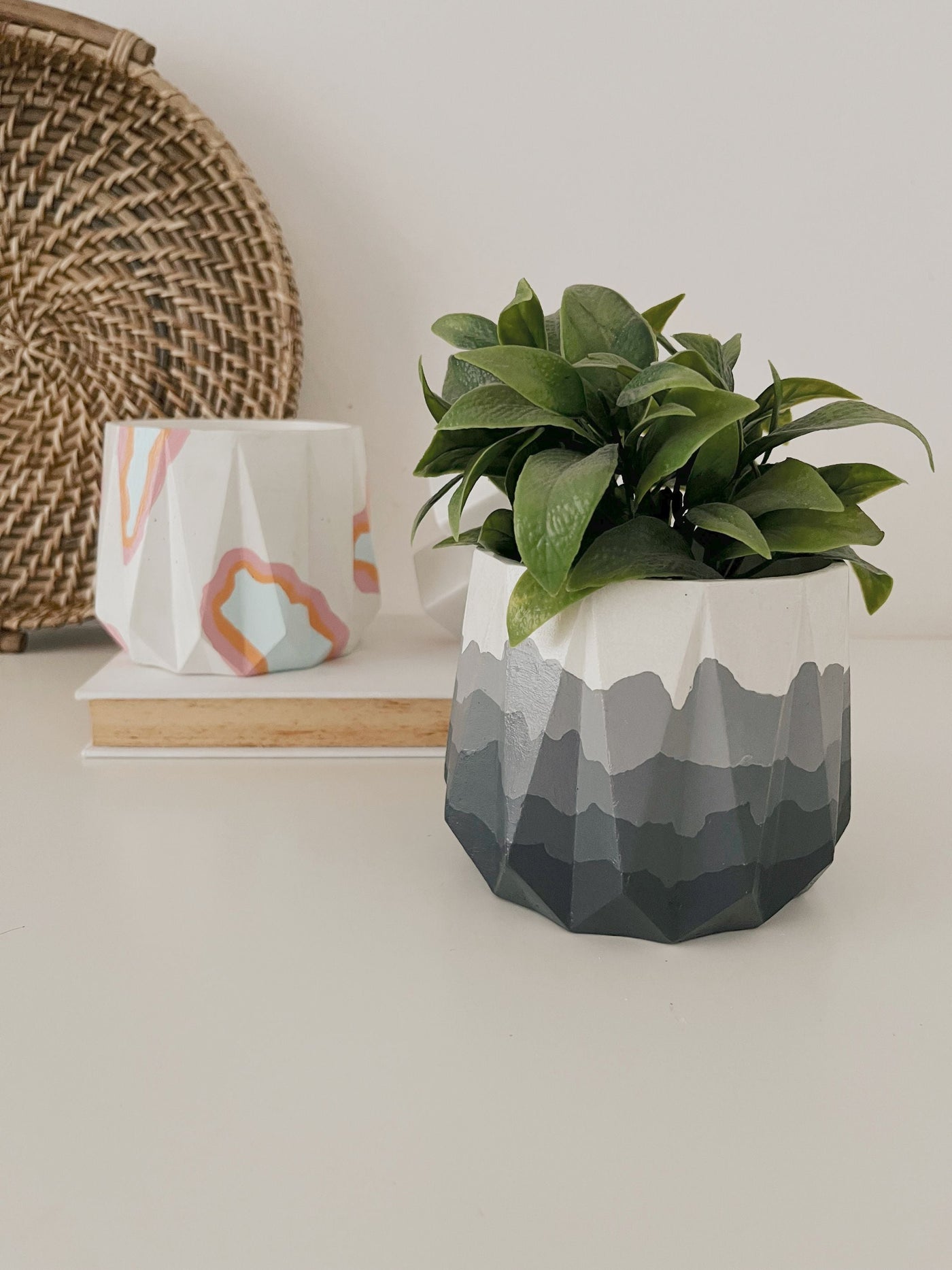 Painted Geometric Pot