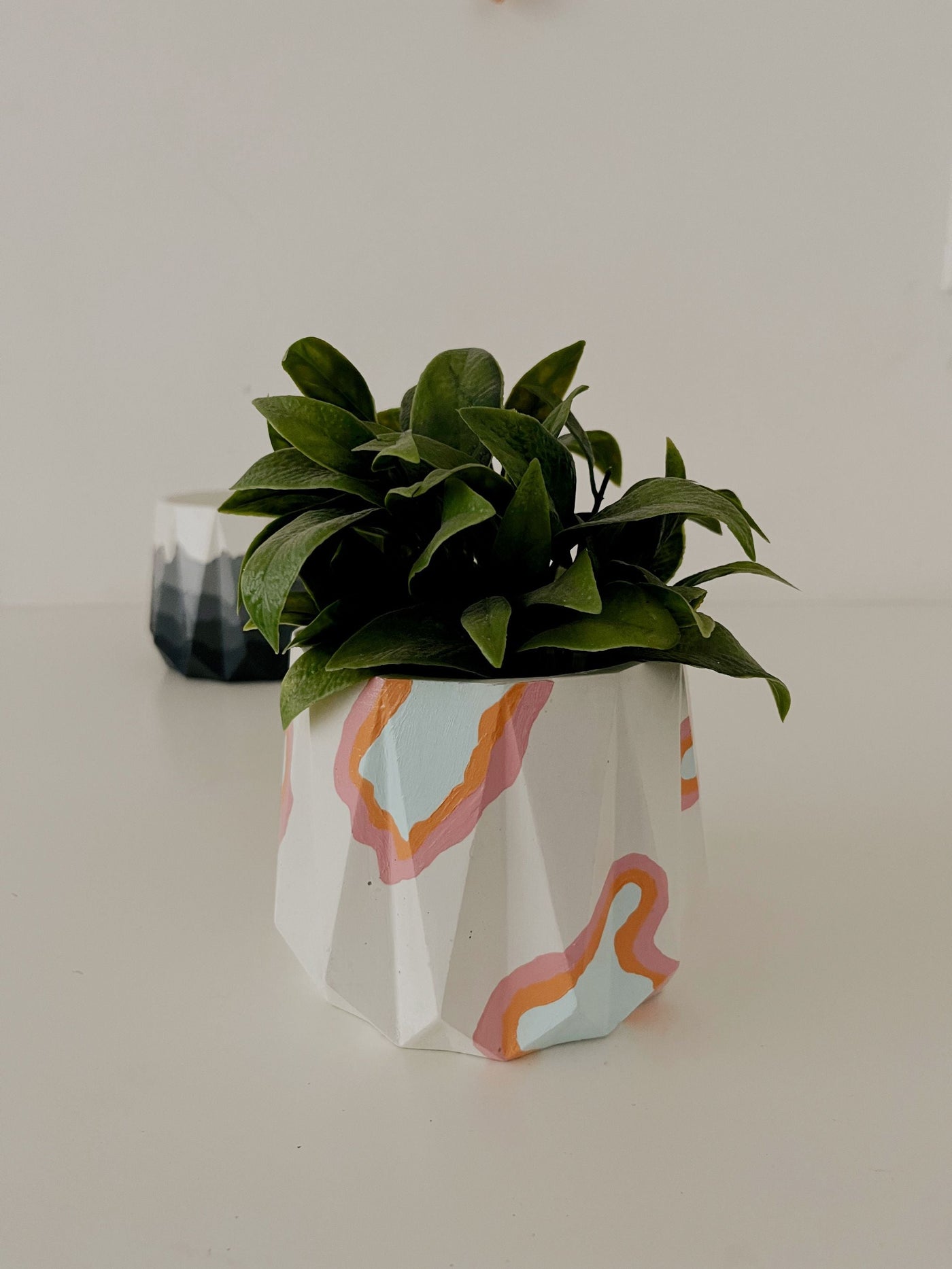 Painted Geometric Pot