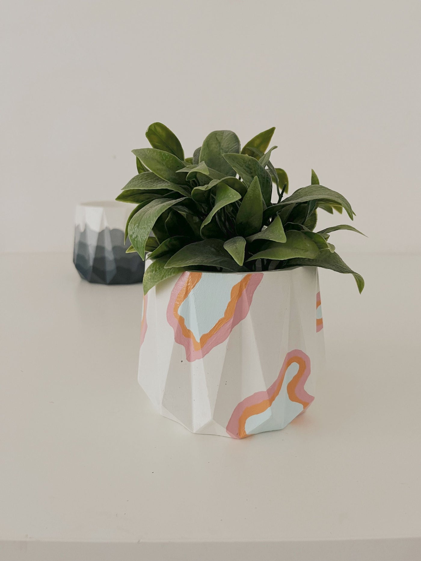 Painted Geometric Pot