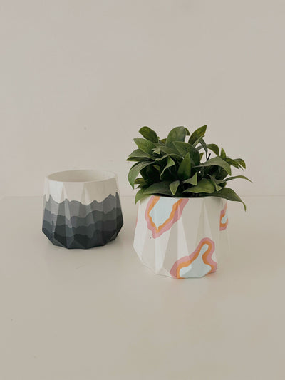 Painted Geometric Pot