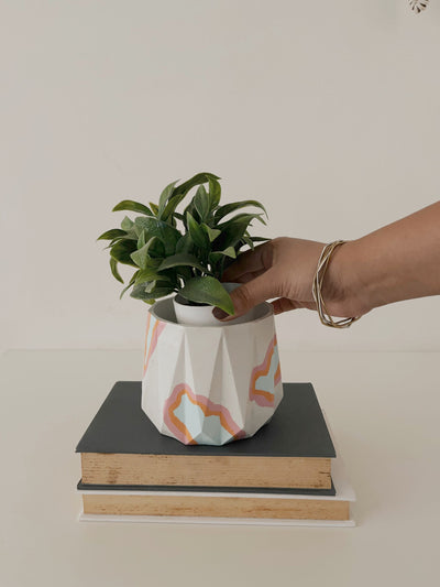 Painted Geometric Pot