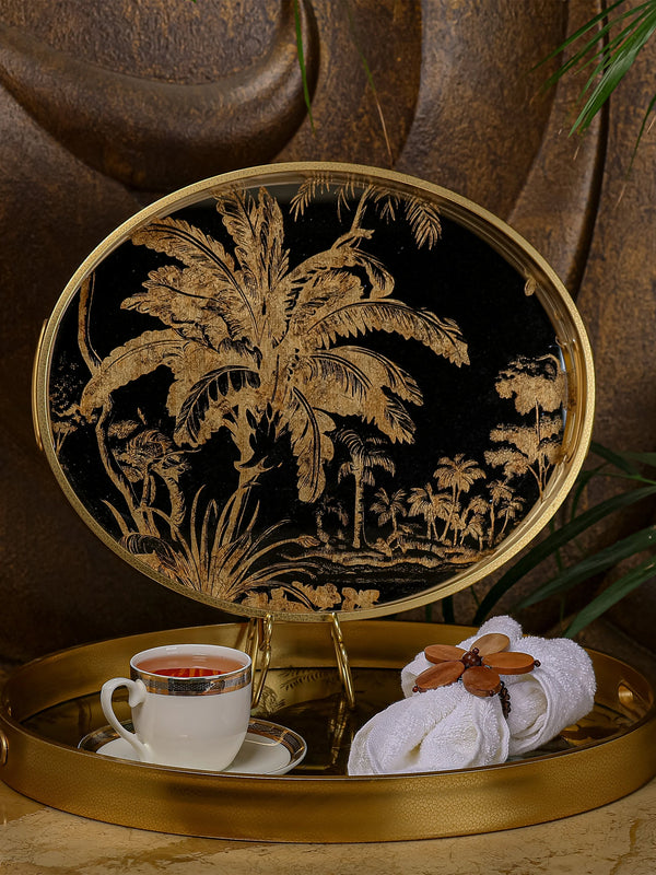 Palm Oval Serving Tray - Set Of 2