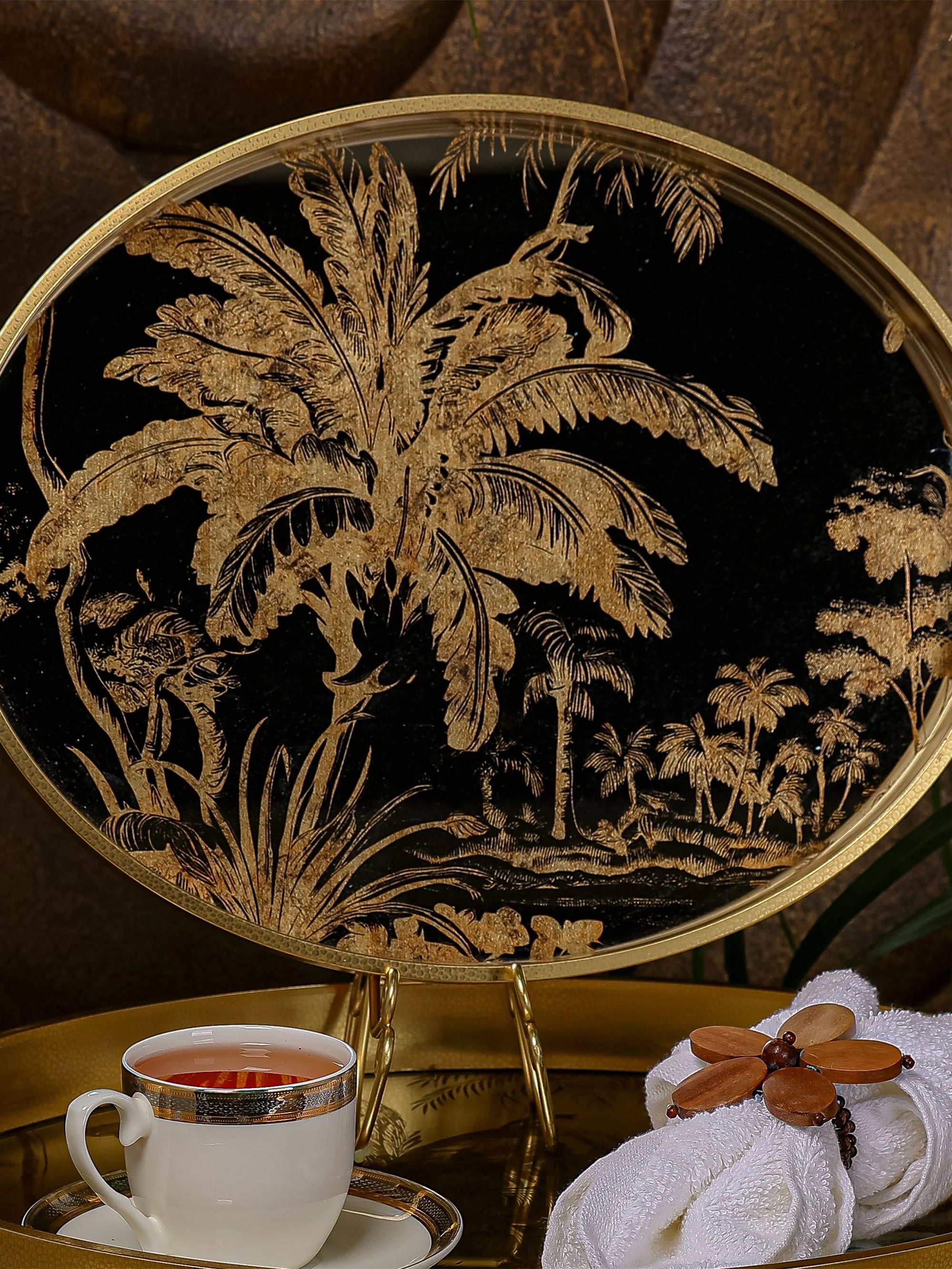 Palm Oval Serving Tray - Set Of 2