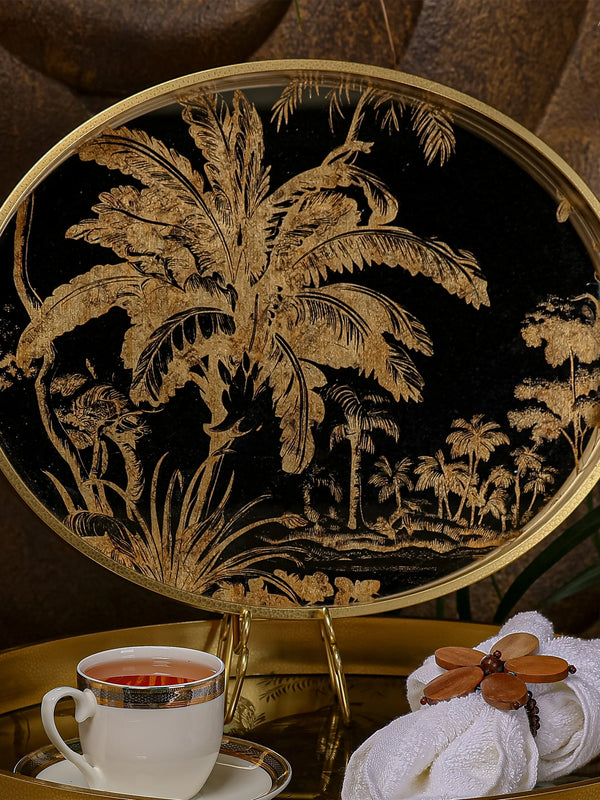 Palm Oval Serving Tray - Set Of 2