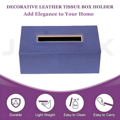 Leather Tissue Box- Navy Blue