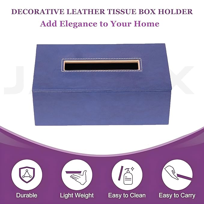 Leather Tissue Box- Navy Blue
