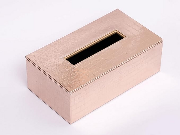 Leather Tissue Box-Rose Gold