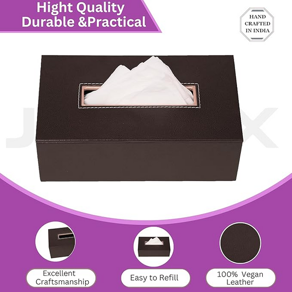 Leather Tissue Box- Black