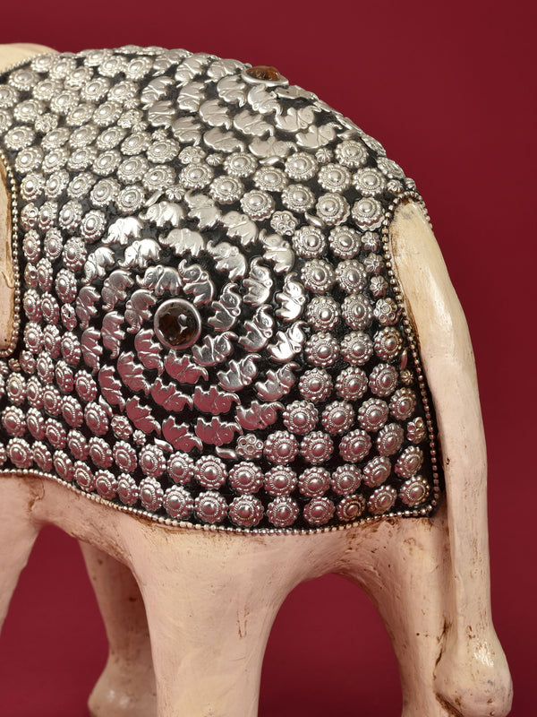 Paper Mache Elephant with metal beads