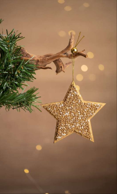 Golden Glitter Star Hanging Ornament_CC54