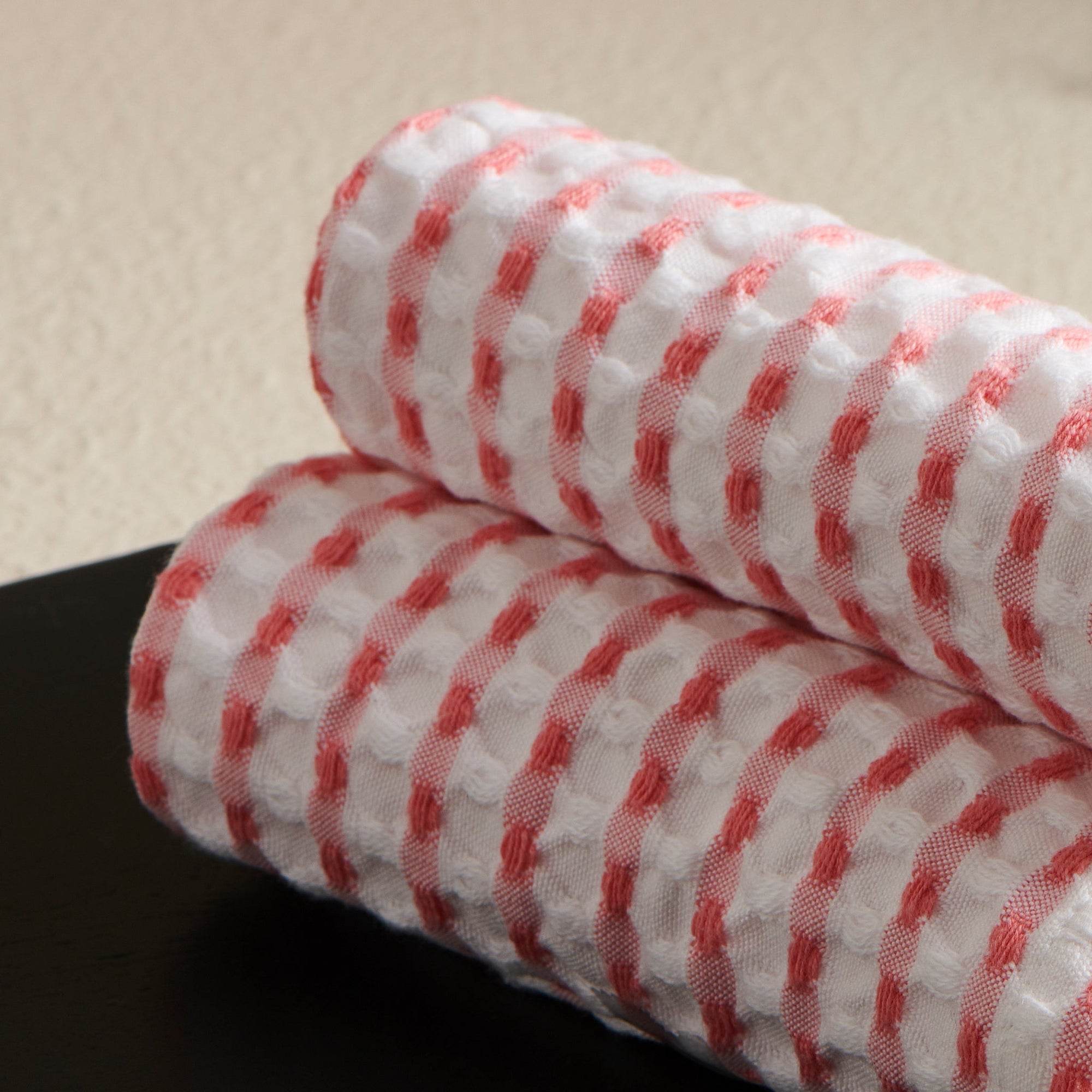 Peach | Cotton | Waffle | Face Towels - Set of 2
