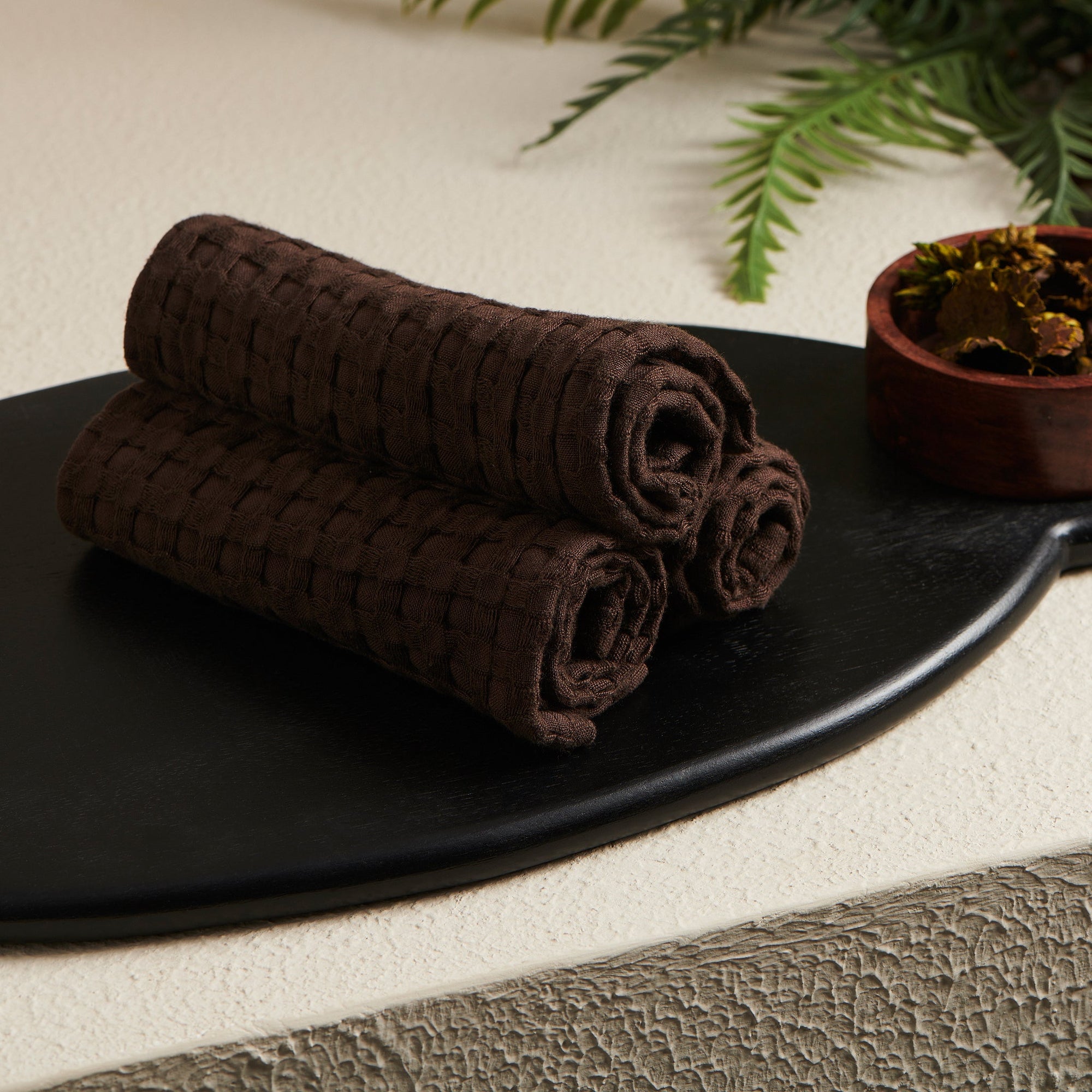 Peat | Cotton Bamboo | Waffle | Face Towels - Set of 2