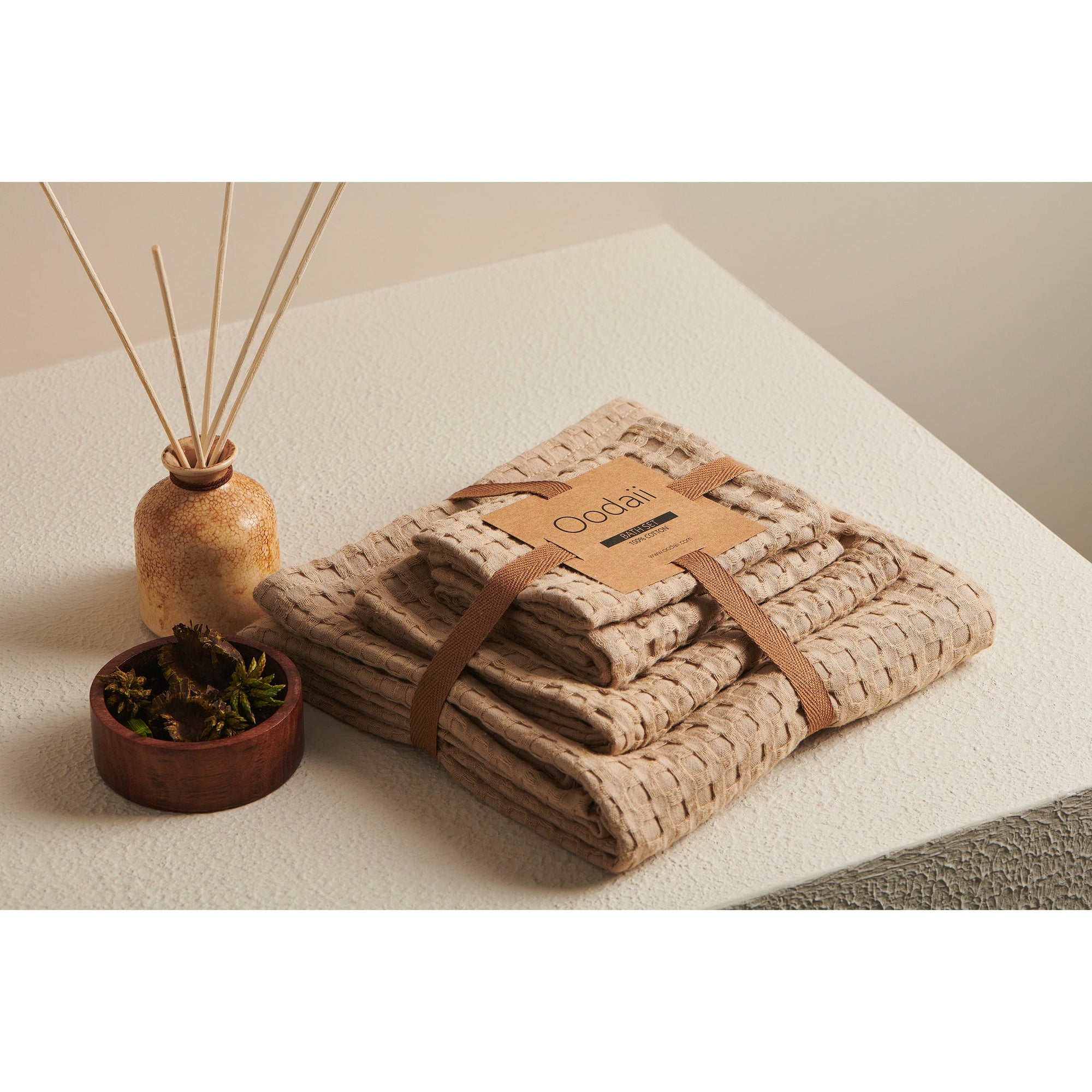 Pebble Cotton Waffle Towel Bath Set