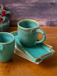 Periyar Mug Set with Platter- Turquoise