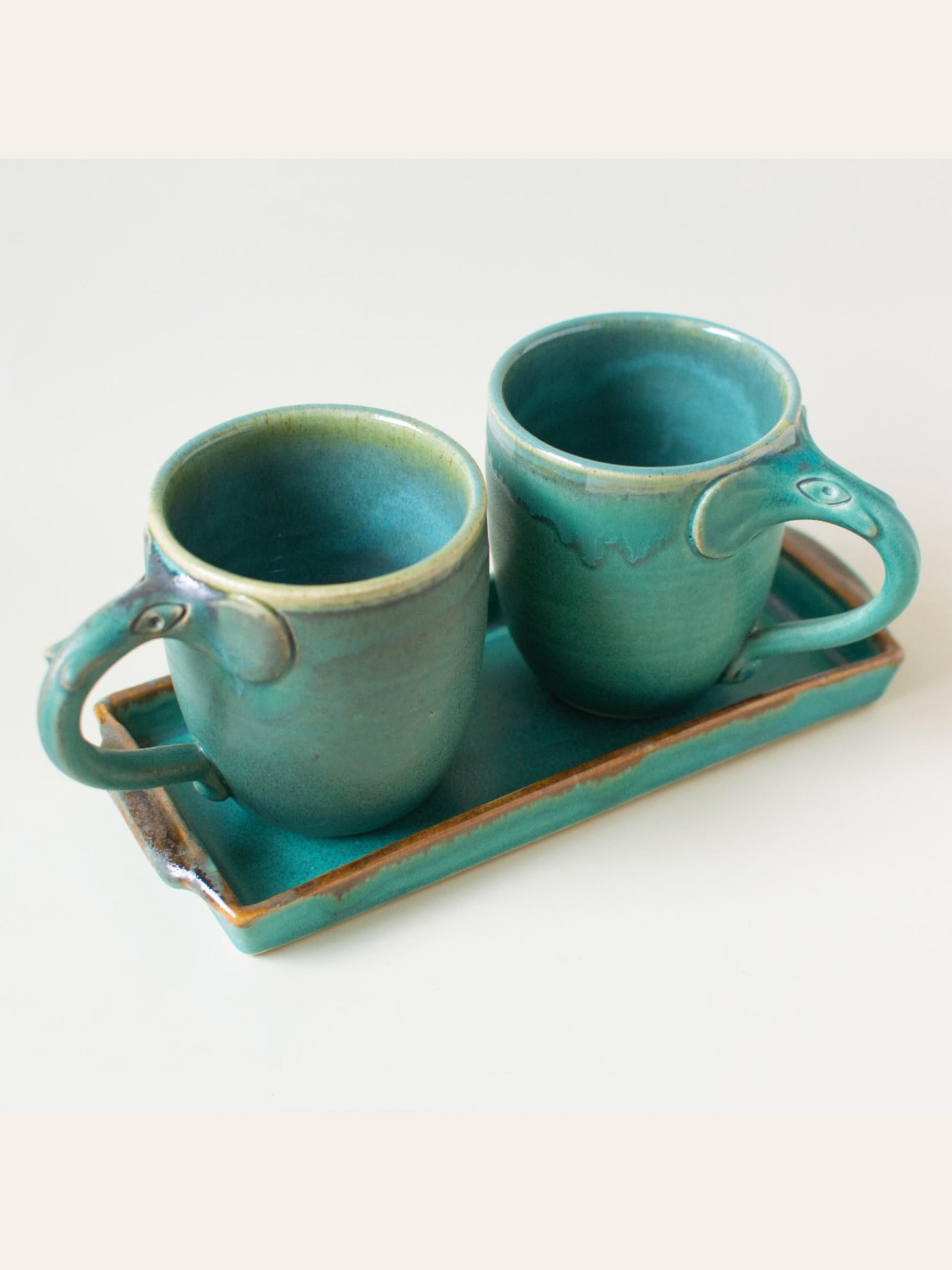 Periyar Mug Set with Platter- Turquoise