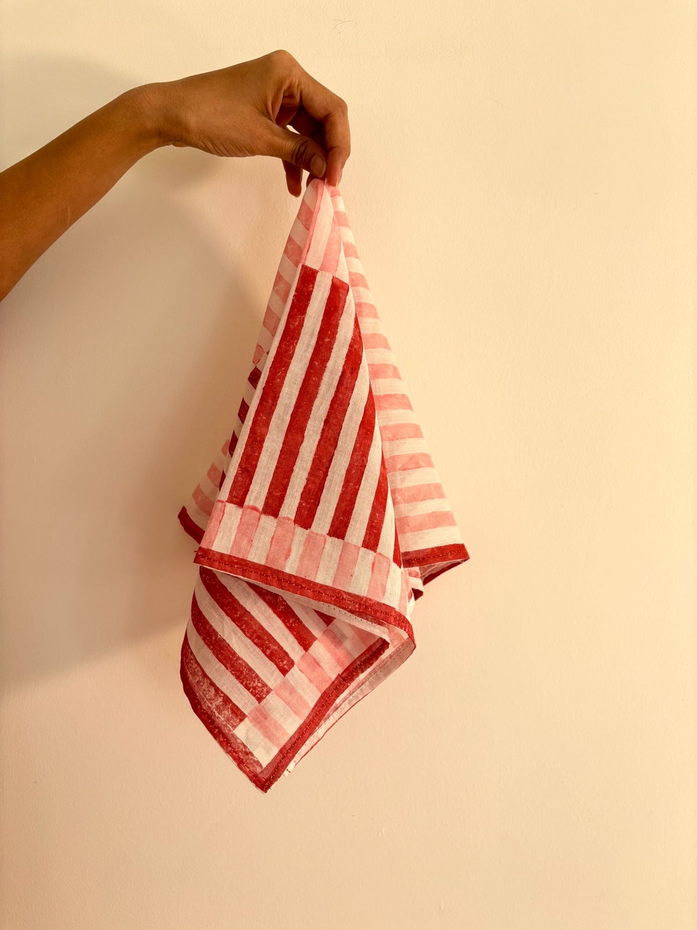 Pink & Red Stripes Bandana Cotton Square Scarf