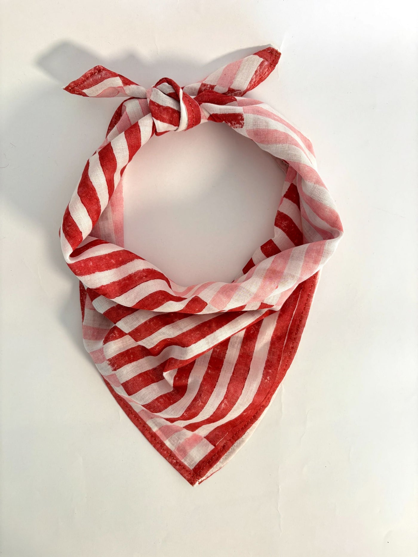 Pink & Red Stripes Bandana Cotton Square Scarf