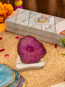 Agate Stone With Marble Base Tea Light Holder