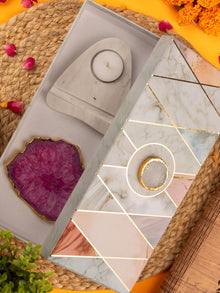 Agate Stone With Marble Base Tea Light Holder