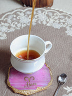 Pink Agate Zodiac Sign Aries Table Coaster