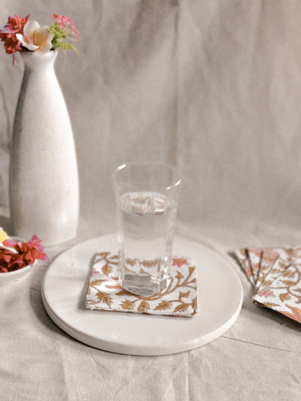 Cotton Coasters Set of 6 - Pink floral