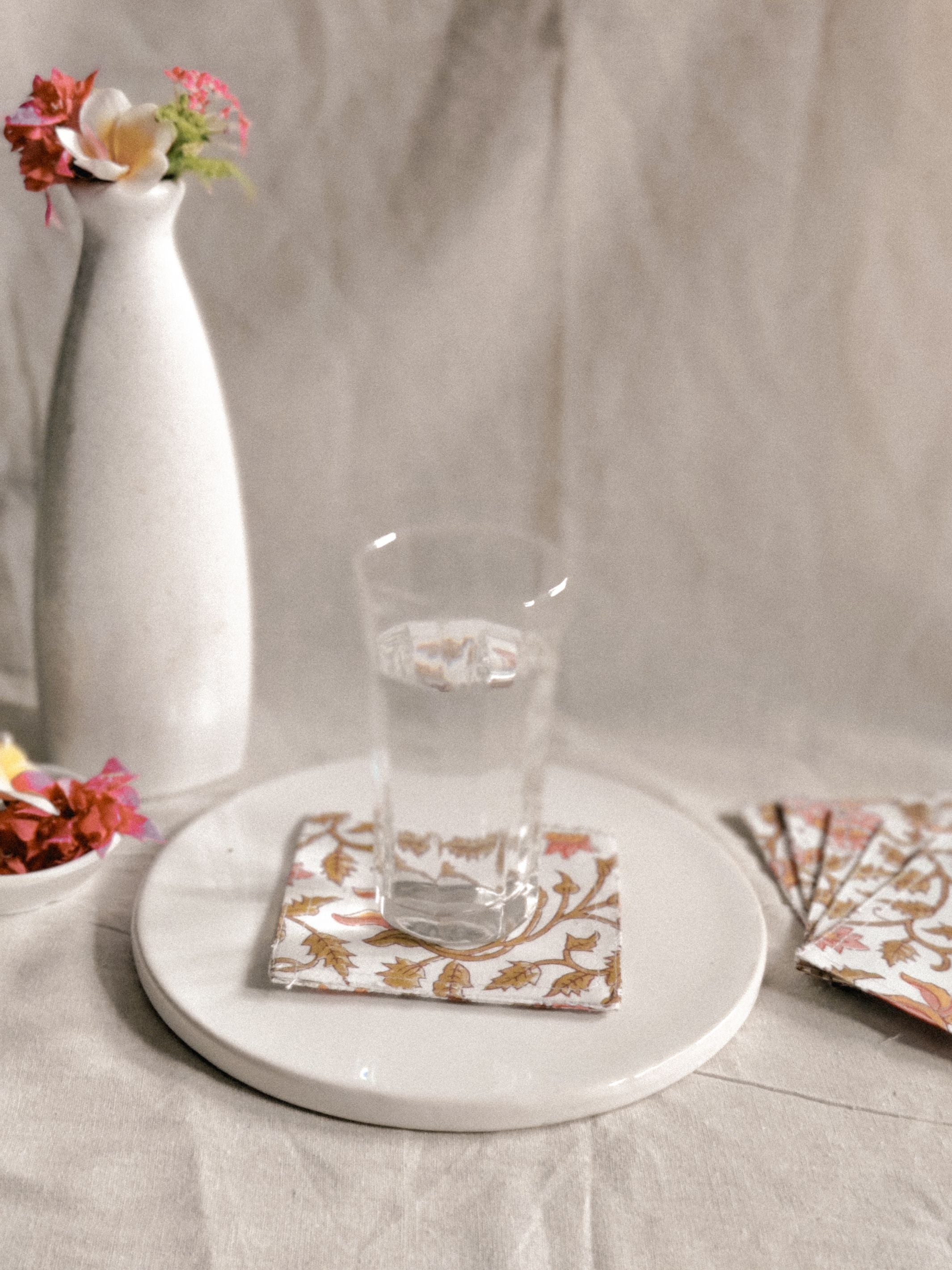 Cotton Coasters Set of 6 - Pink floral