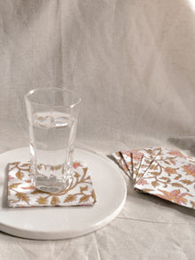 Cotton Coasters Set of 6 - Pink floral