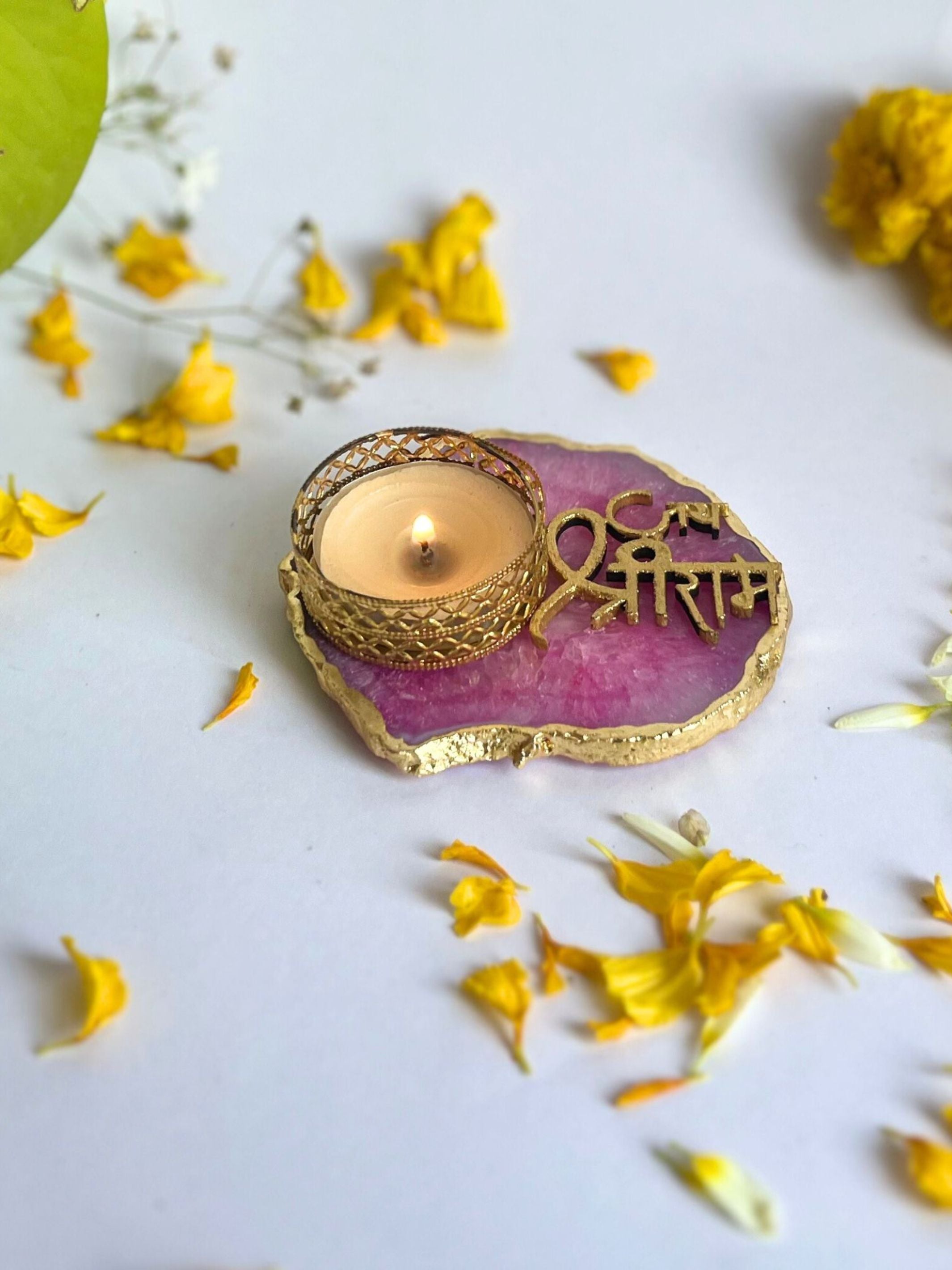 Jai Shree Ram Tea Light Candle Holder Set of 2