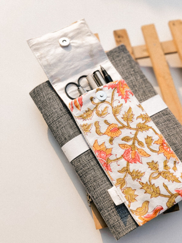 Pen Case - Pink Leafy Floral