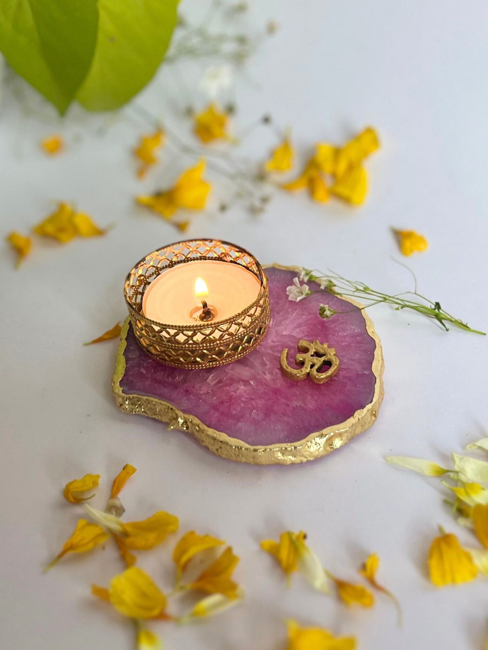 OM Tea Light Candle Holder Set of 2